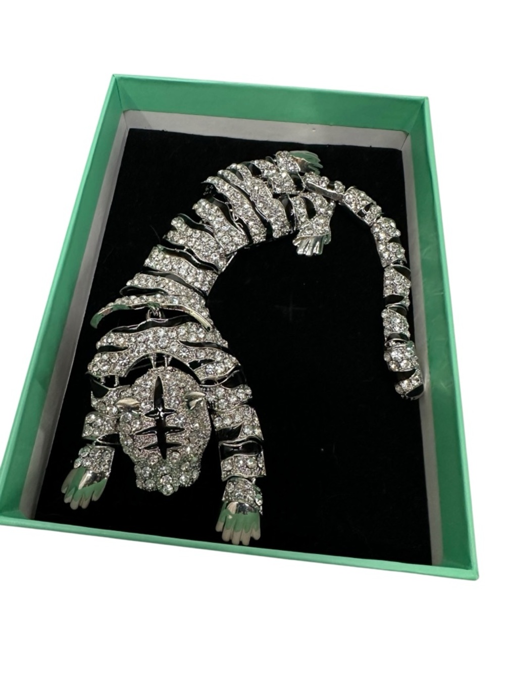 EVER FAITH / Tiger Brooch / Australian Crystal Enamel 10.5” Flexible Pin / Glam